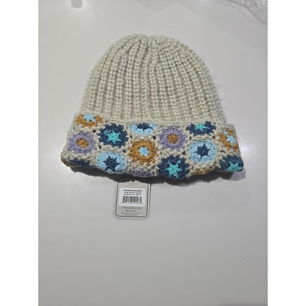 San Diego Hat Curb Crochet Beanie pastel‎  one size NWT